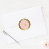 Sticker Rond Blush rose Faux Gold Parties scintillant Mariage F (Enveloppe)