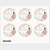 Sticker Rond Blush rose Floral Quinceañera Anniversaire Brown f (Feuille)