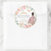Sticker Rond Blush rose Floral Quinceañera Anniversaire Brown f (Sac)