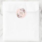 Sticker Rond Blush rose gold floral monogramme initiale (Sac)
