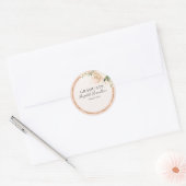 Sticker Rond Blush & Rose Gold Moderne Chic Floral (Enveloppe)