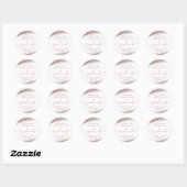 Sticker Rond Blush & Rose Gold Script Graduate Adresse de retou (Feuille)