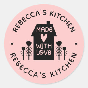 Sticker Rond Blush Rose Maison Fabriquée Avec Baguette Classiqu