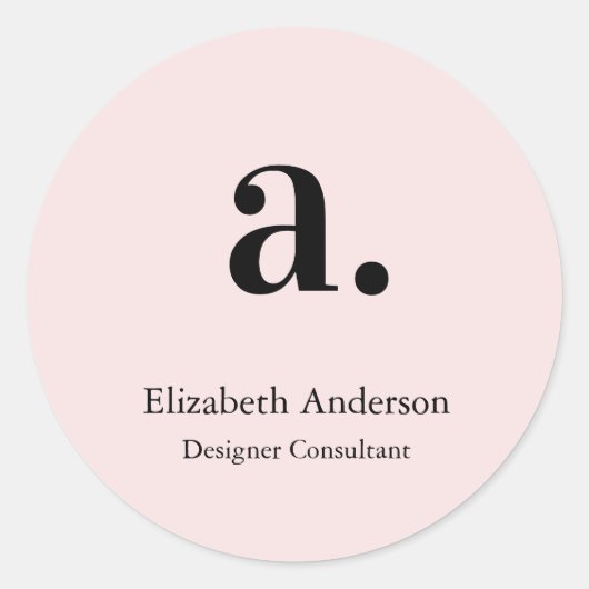 Sticker Rond Blush rose monogramme Moderne Minimaliste Féminin (Devant)
