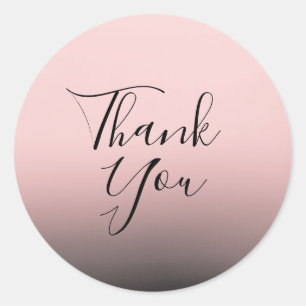 Sticker Rond Blush rose & Noir Ombre Moderne Chic Wedding Favor