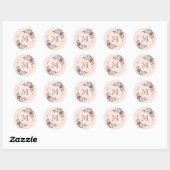 Sticker Rond Blush Rose Or Monogramme Floral Initial (Feuille)