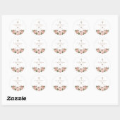 Sticker Rond Blush Rose or Roses Christening Favoriser (Feuille)