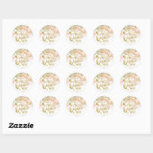Sticker Rond Blush rose papillon Floral Quinceanera Party (Feuille)