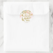 Sticker Rond Blush rose papillon Floral Quinceanera Party (Sac)