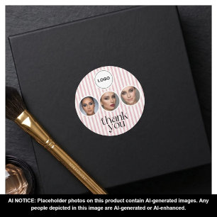 Sticker Rond Blush Rose Rayure 3 Photo MUA Merci Salon