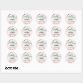 Sticker Rond Blush rose sauge vert bow florales monogramme (Feuille)