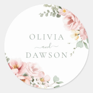 Sticker Rond Blush & Sage Green Divine Mariage d'élégance divin