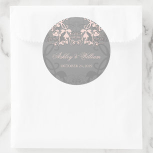 Sticker Rond Blush Vintage Floral Fête de Mariage Favoriser