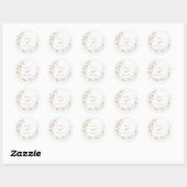 Sticker Rond Blush White Rustic Meadow Floral Wreath Mariage (Feuille)