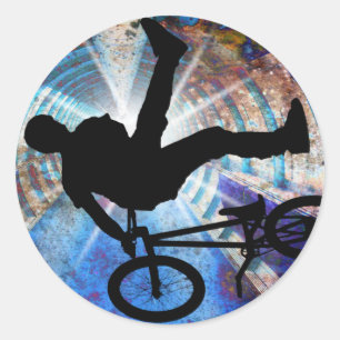 Sticker Rond BMX dans un tunnel grunge