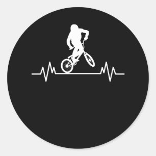 Sticker Rond BMX Heartbeat Design Funny Rider vélo cadeau cade