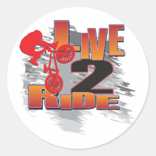 Sticker Rond BMX Live to Ride Ride Ride to Live