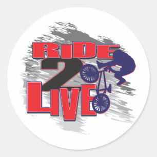 Sticker Rond BMX Live to Ride Ride Ride to Live