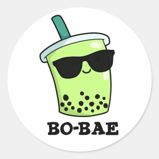 Sticker Rond Bo-bae Funny Boba Tea Pun (Devant)