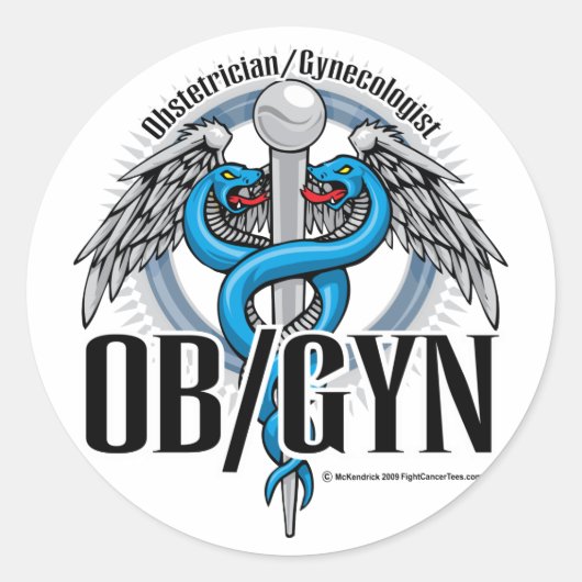Sticker Rond BO/GYN Blue Caduceus (Devant)