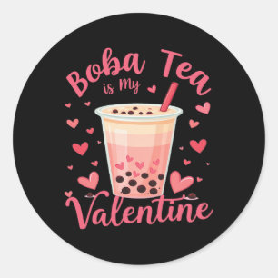 Sticker Rond Bo Tea est mon thé au lait de la Saint-Valentin am