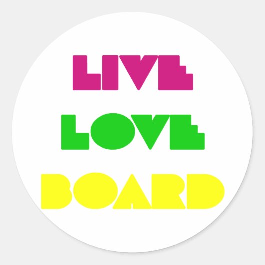Sticker Rond BoardChick Live Love Board (Devant)