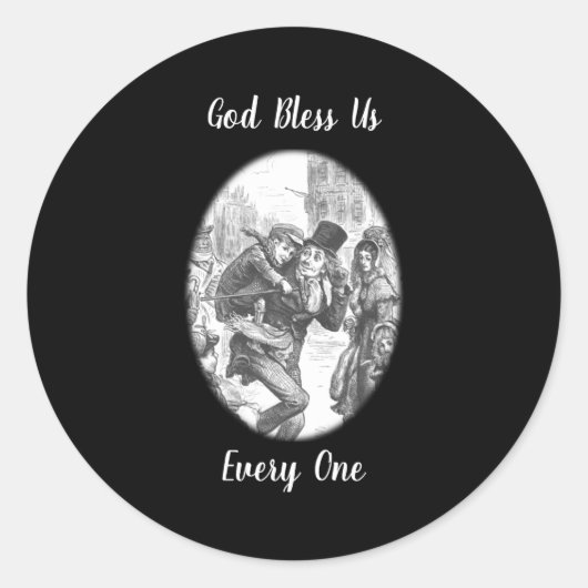 Sticker Rond Bob Cratchit Tiny Tim A Christmas Carol (Devant)