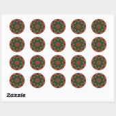 Sticker Rond BOB ~ NOËL ~ Vert Jaune Rouge Bleu ~ (Feuille)