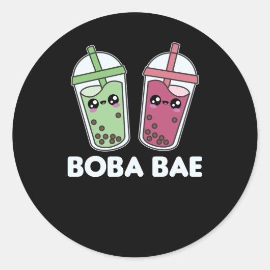Sticker Rond Boba Bae - Bubble Tea Kawaii Boba Tea Love (Devant)