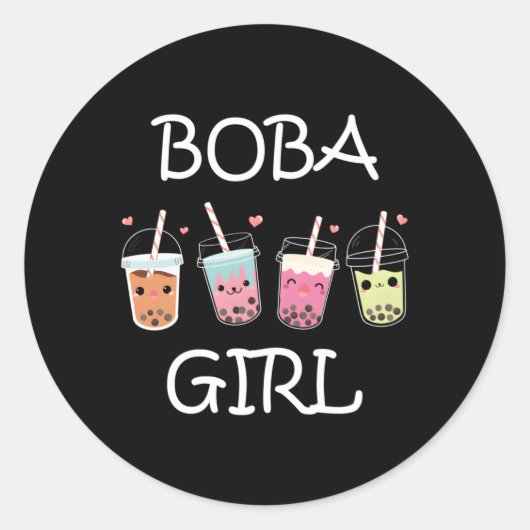 Sticker Rond Boba Kawaii Bubble Tea Ns (Devant)