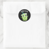 Sticker Rond Boba Teeth drôle Boba Tea Pun Dark BG (Sac)
