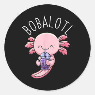Sticker Rond Bobalotl Axolotl Boba Tea Bubble Milk