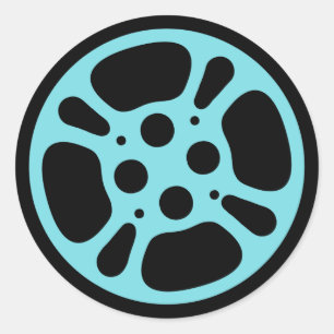 Sticker Rond Bobine de film/autocollant bobine de film (bleu)