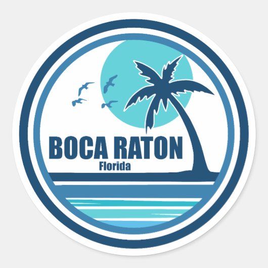 Sticker Rond Boca Raton Floride Palm Tree Birds (Devant)