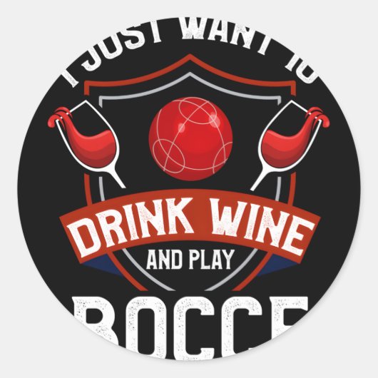 Sticker Rond Bocce Bocce Ball Wine Bocce Lecteur Bocce (Devant)