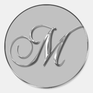 Sticker Rond Bodas De Plata Formal Sello Monograma