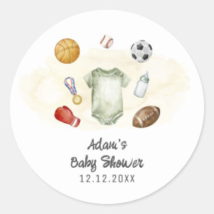 Sticker Rond Body manche courte Watercolor All Star Sports pour