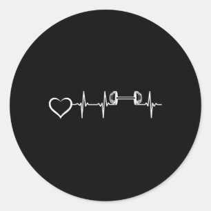 Sticker Rond Bodybuilder Heartbeat Dumbbell Poids Gym F