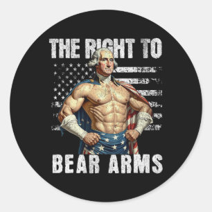 Sticker Rond Bodybuilding 4 juillet Papa Usa Drapeau 2ème Amend