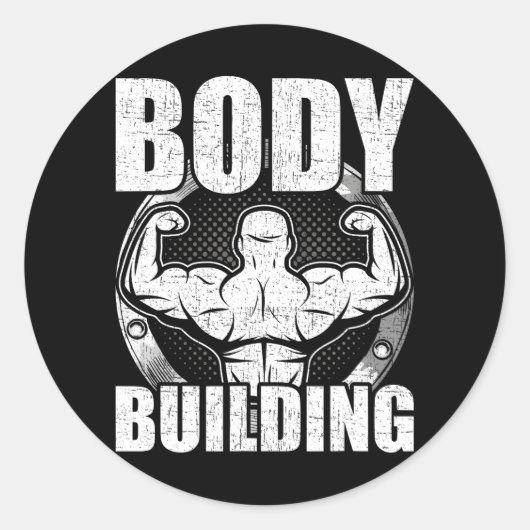 Sticker Rond Bodybuilding Poids Bodybuilder entraînement (Devant)