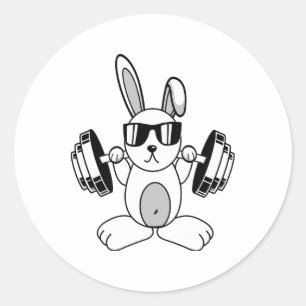 Sticker Rond Bodybuilding Powerlifting Fitness Gym Lapin - Squa