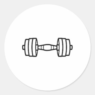 Sticker Rond Bodybuilding Sport Minimaliste Haltère Simple 