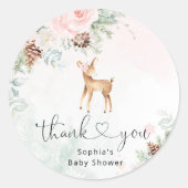 Sticker Rond Boeuf d'hiver rose rousse merci (Devant)