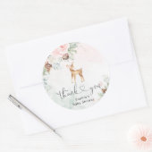 Sticker Rond Boeuf d'hiver rose rousse merci (Enveloppe)