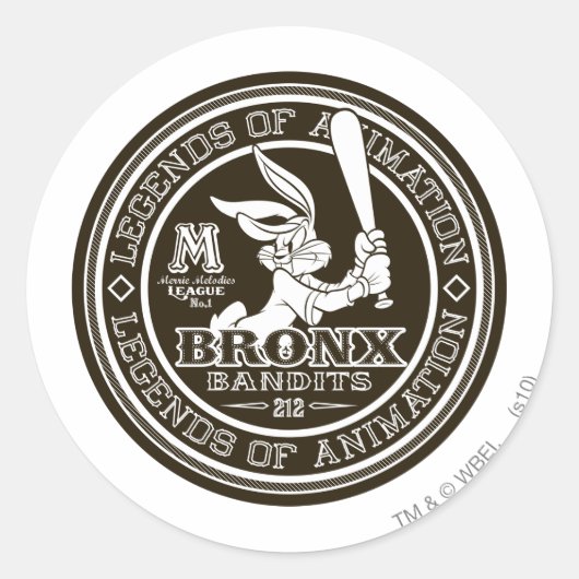 Sticker Rond BOGS BUNNY™ Bronx Bomber's Round Logo B/W (Devant)