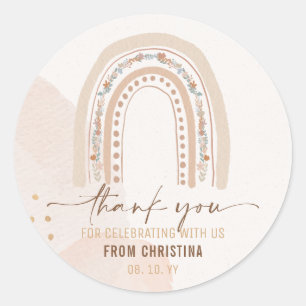 Sticker Rond Bohème arc-en-ciel aquarelle fantaisiste neutre