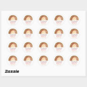 Sticker Rond Bohème Bohème Baby shower Arc-en-ciel Terte mignon (Feuille)