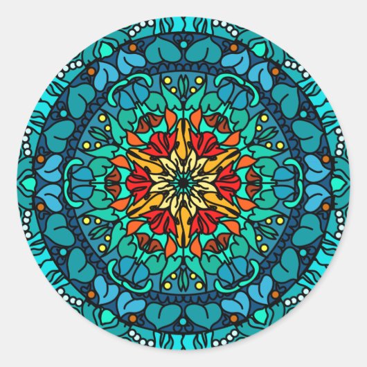 Sticker Rond Bohème Bohème Clair Mandala Chic Motif design (Devant)