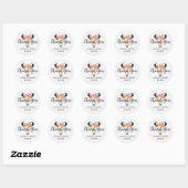 Sticker Rond Bohème Chic Crâne de vache Floral Mariage Merci (Feuille)