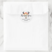 Sticker Rond Bohème Chic Crâne de vache Floral Mariage Merci (Sac)